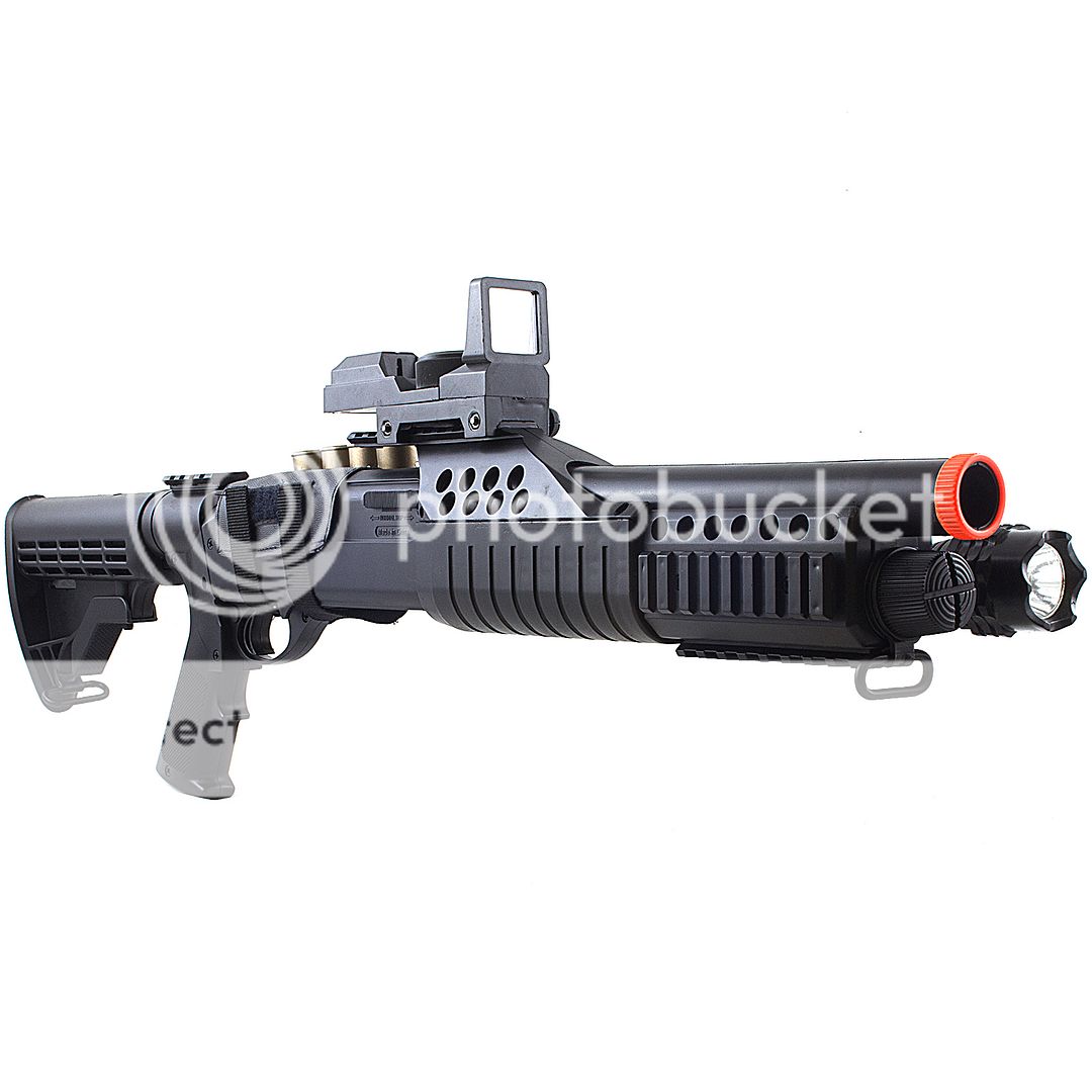 300 FPS UKARMS SPRING AIRSOFT PUMP SHOTGUN GUN w/ RED DOT SIGHT & LIGHT